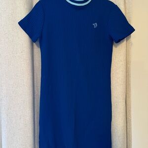 Chic Blue Ribbed Mini Dress